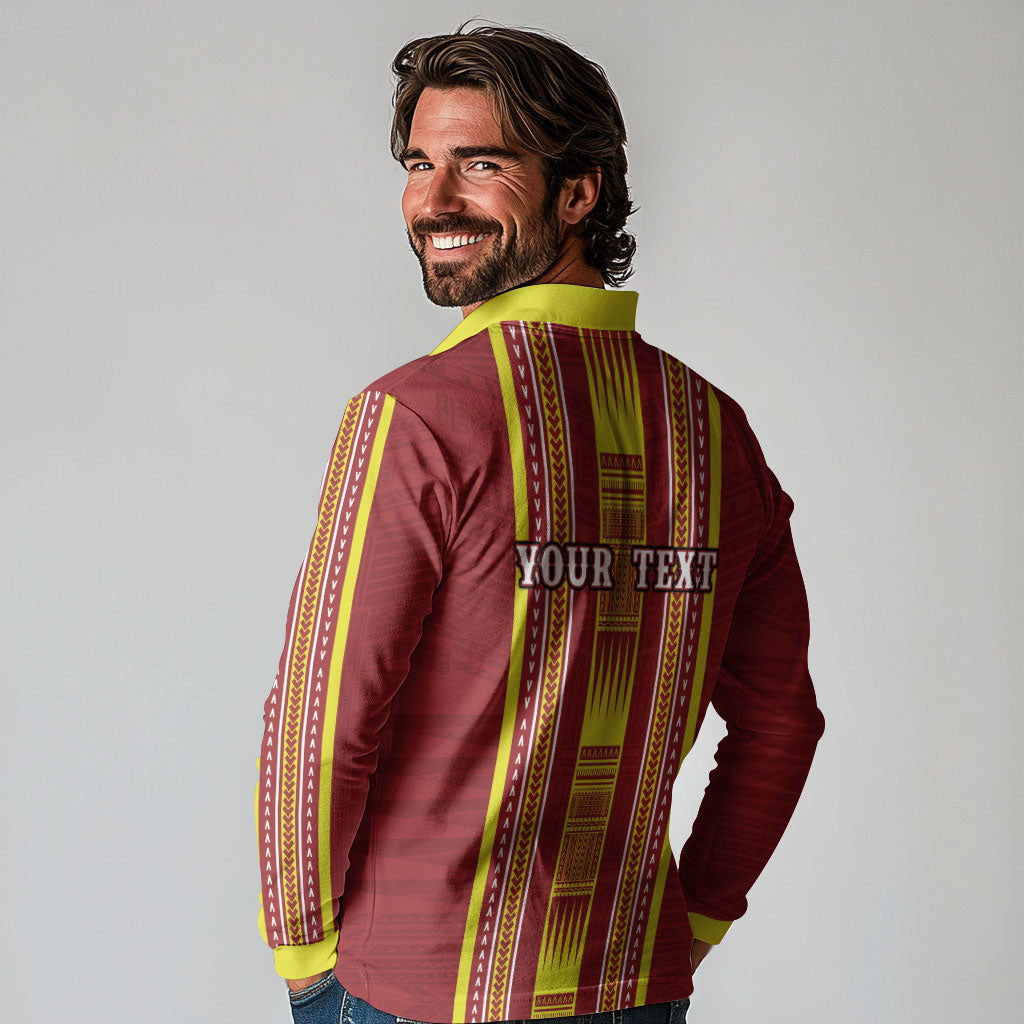 Personalised Apia Samoa Long Sleeve Polo Shirt Samoan Tribal Pattern