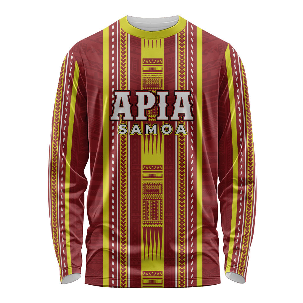 Personalised Apia Samoa Long Sleeve Shirt Samoan Tribal Pattern
