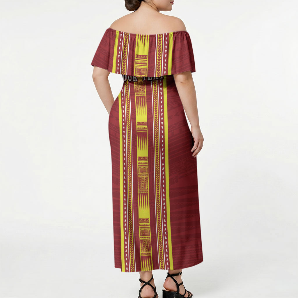 Personalised Apia Samoa Off Shoulder Maxi Dress Samoan Tribal Pattern LT05 - Polynesian Pride