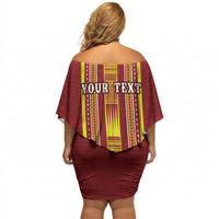 Personalised Apia Samoa Off Shoulder Short Dress Samoan Tribal Pattern LT05 - Polynesian Pride