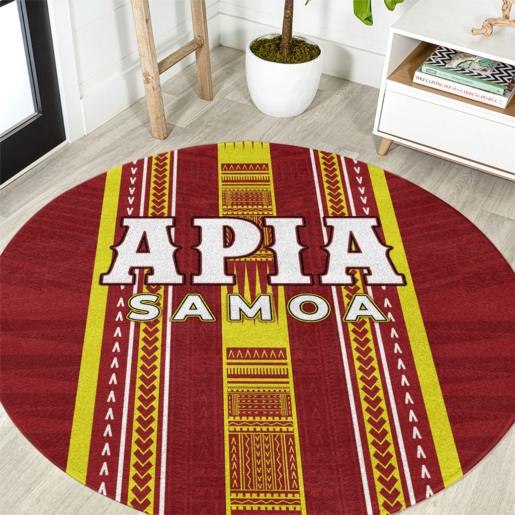 Apia Samoa Round Carpet Samoan Tribal Pattern LT05 Red - Polynesian Pride