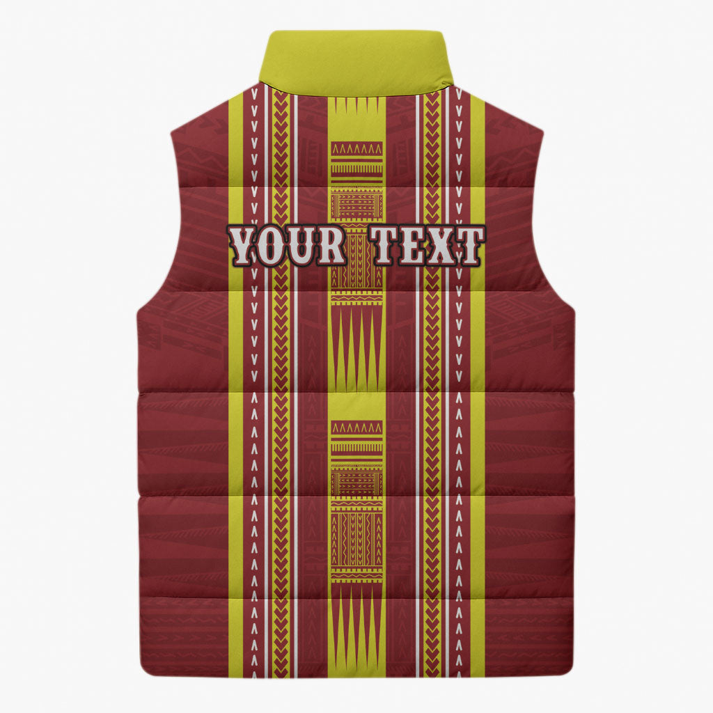Personalised Apia Samoa Sleeveless Puffer Jacket Samoan Tribal Pattern LT05 - Polynesian Pride