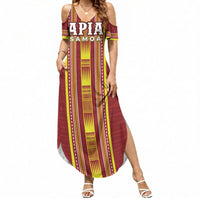 Personalised Apia Samoa Summer Maxi Dress Samoan Tribal Pattern LT05 Women Red - Polynesian Pride