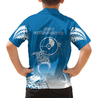 FSM Yap Constitution Day Family Matching Off Shoulder Long Sleeve Dress and Hawaiian Shirt Polynesian Batoids LT05 - Polynesian Pride