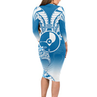 FSM Yap Constitution Day Long Sleeve Bodycon Dress Polynesian Batoids LT05 - Polynesian Pride