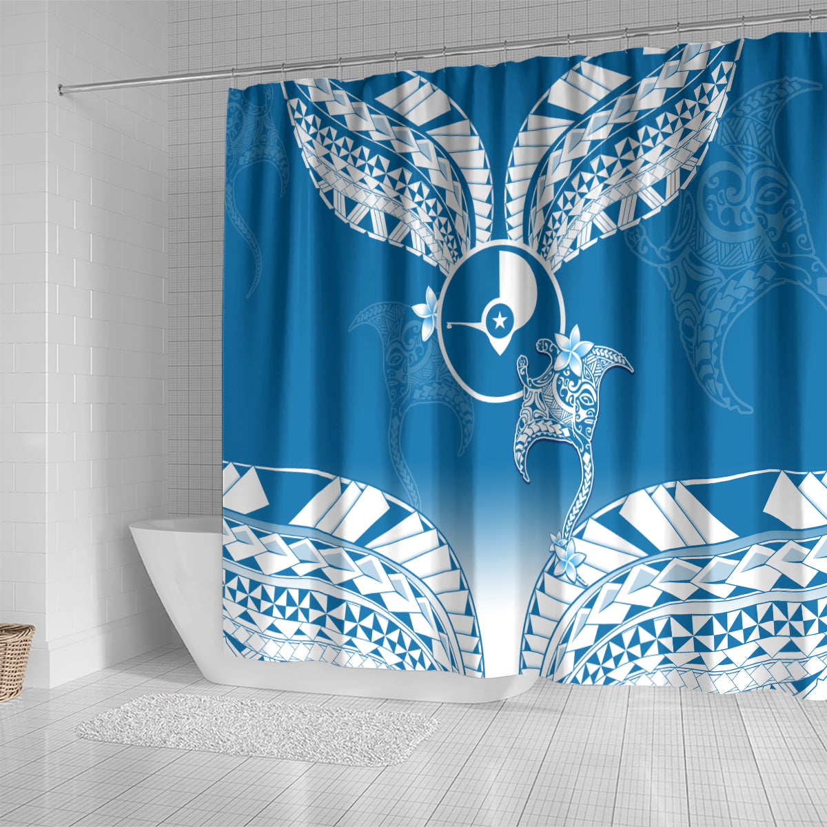 FSM Yap Constitution Day Shower Curtain Polynesian Batoids LT05 - Polynesian Pride