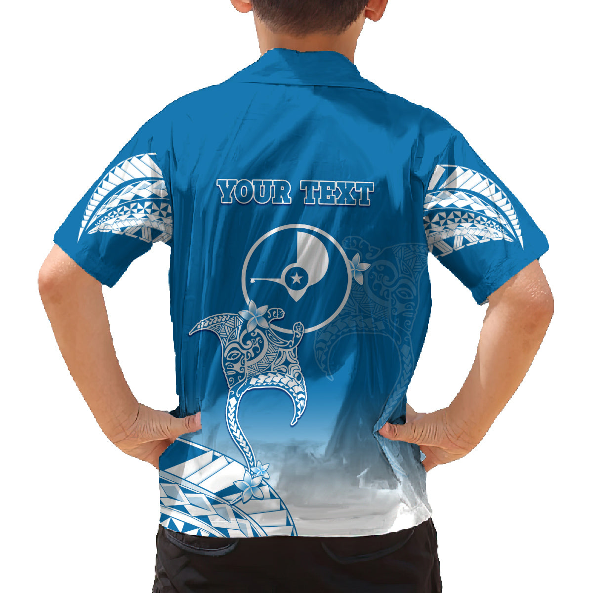 Personalised FSM Yap Constitution Day Family Matching Off Shoulder Short Dress and Hawaiian Shirt Polynesian Batoids LT05 - Polynesian Pride