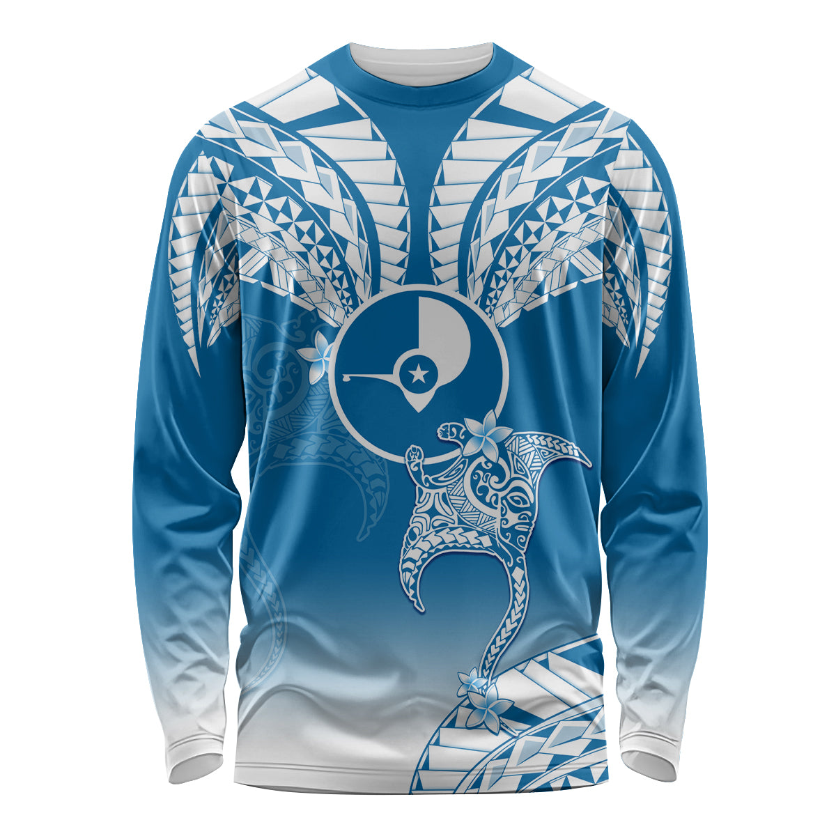 Personalised FSM Yap Constitution Day Long Sleeve Shirt Polynesian Batoids LT05 Unisex Blue - Polynesian Pride