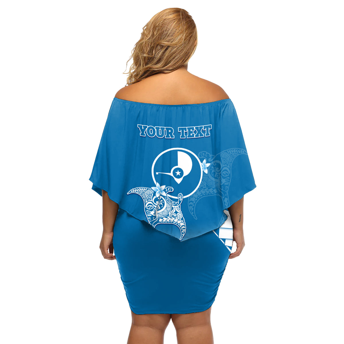 Personalised FSM Yap Constitution Day Off Shoulder Short Dress Polynesian Batoids LT05 - Polynesian Pride