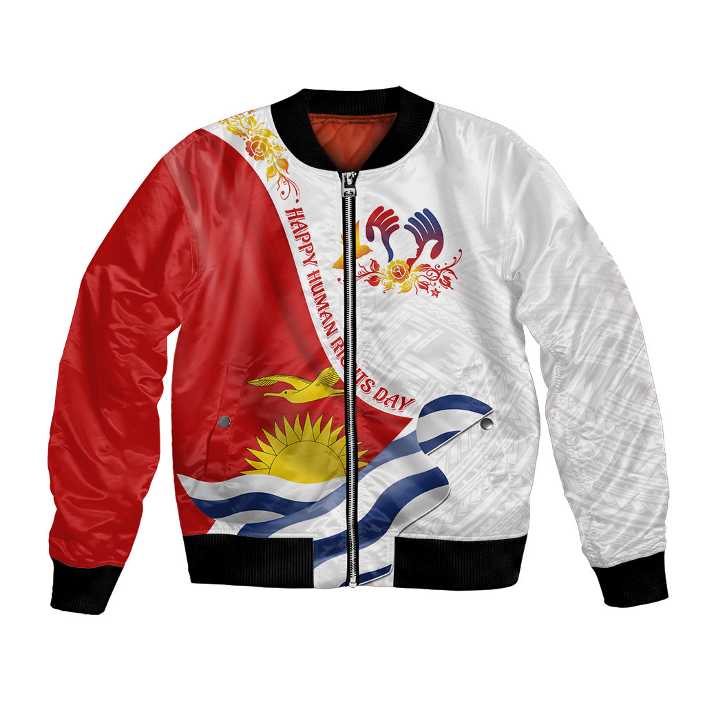 Personalised Kiribati Human Rights Day Bomber Jacket Polynesian Style LT05 Unisex White - Polynesian Pride