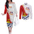 Personalised Kiribati Human Rights Day Couples Matching Off The Shoulder Long Sleeve Dress and Long Sleeve Button Shirt Polynesian Style LT05 White - Polynesian Pride