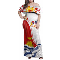 Personalised Kiribati Human Rights Day Family Matching Off Shoulder Maxi Dress and Hawaiian Shirt Polynesian Style LT05 Mom's Dress White - Polynesian Pride