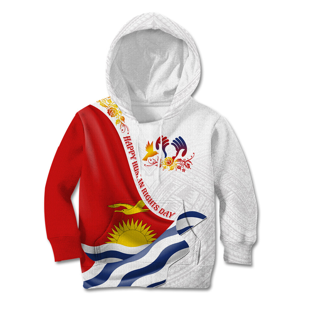 Personalised Kiribati Human Rights Day Kid Hoodie Polynesian Style LT05 Hoodie White - Polynesian Pride