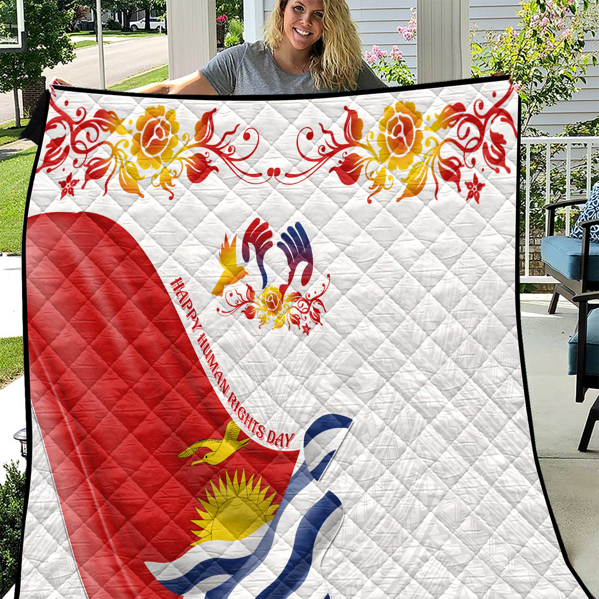 Kiribati Human Rights Day Quilt Polynesian Style LT05 White - Polynesian Pride