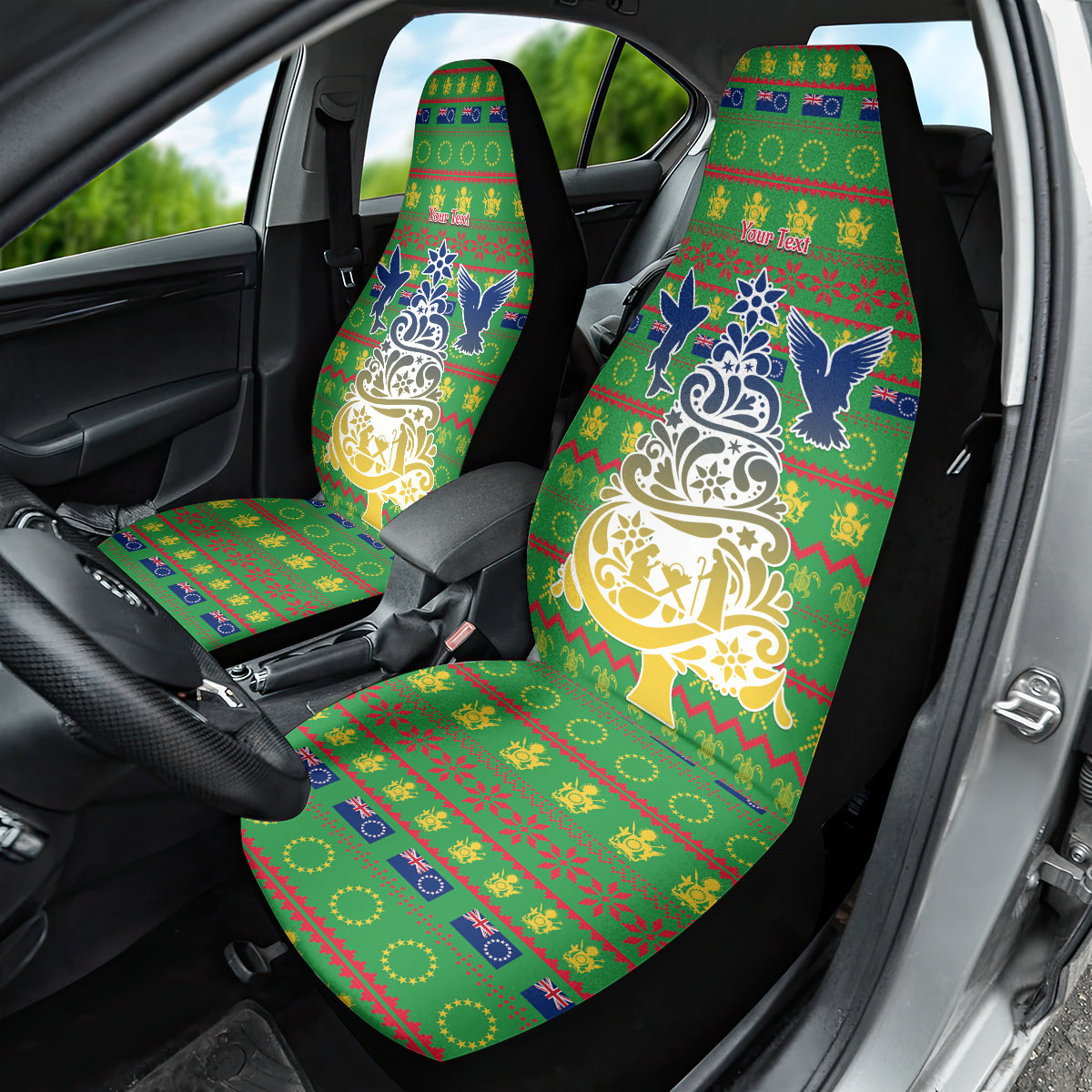 Personalised Cook Islands Christmas Car Seat Cover Santa Coat Of Arms Meri Kiritimiti LT05 - Polynesian Pride