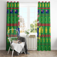 Cook Islands Christmas Window Curtain Santa Coat Of Arms Meri Kiritimiti LT05 - Polynesian Pride