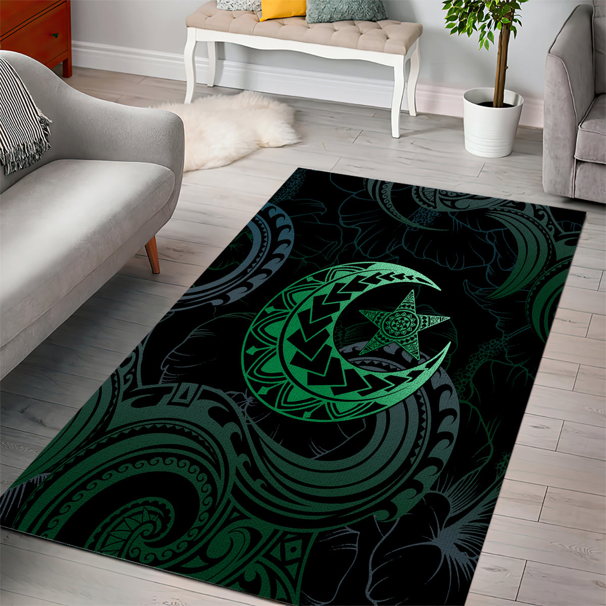 Polynesia Area Rug With Islam Crescent And Star LT05 - Polynesian Pride