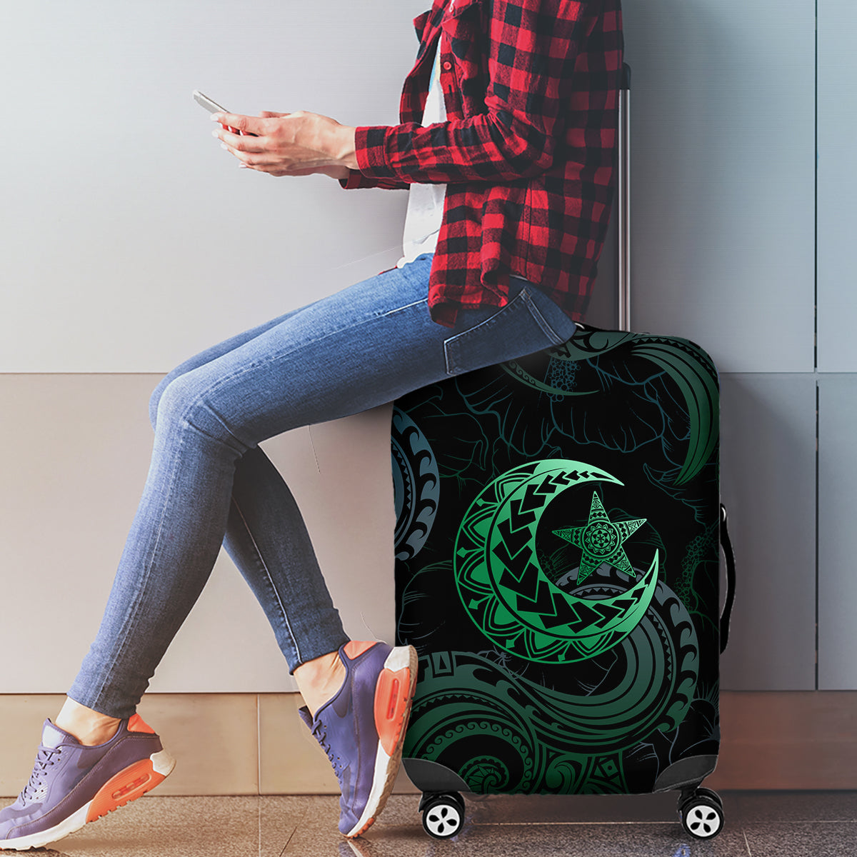 Polynesia Luggage Cover With Islam Crescent And Star LT05 - Polynesian Pride