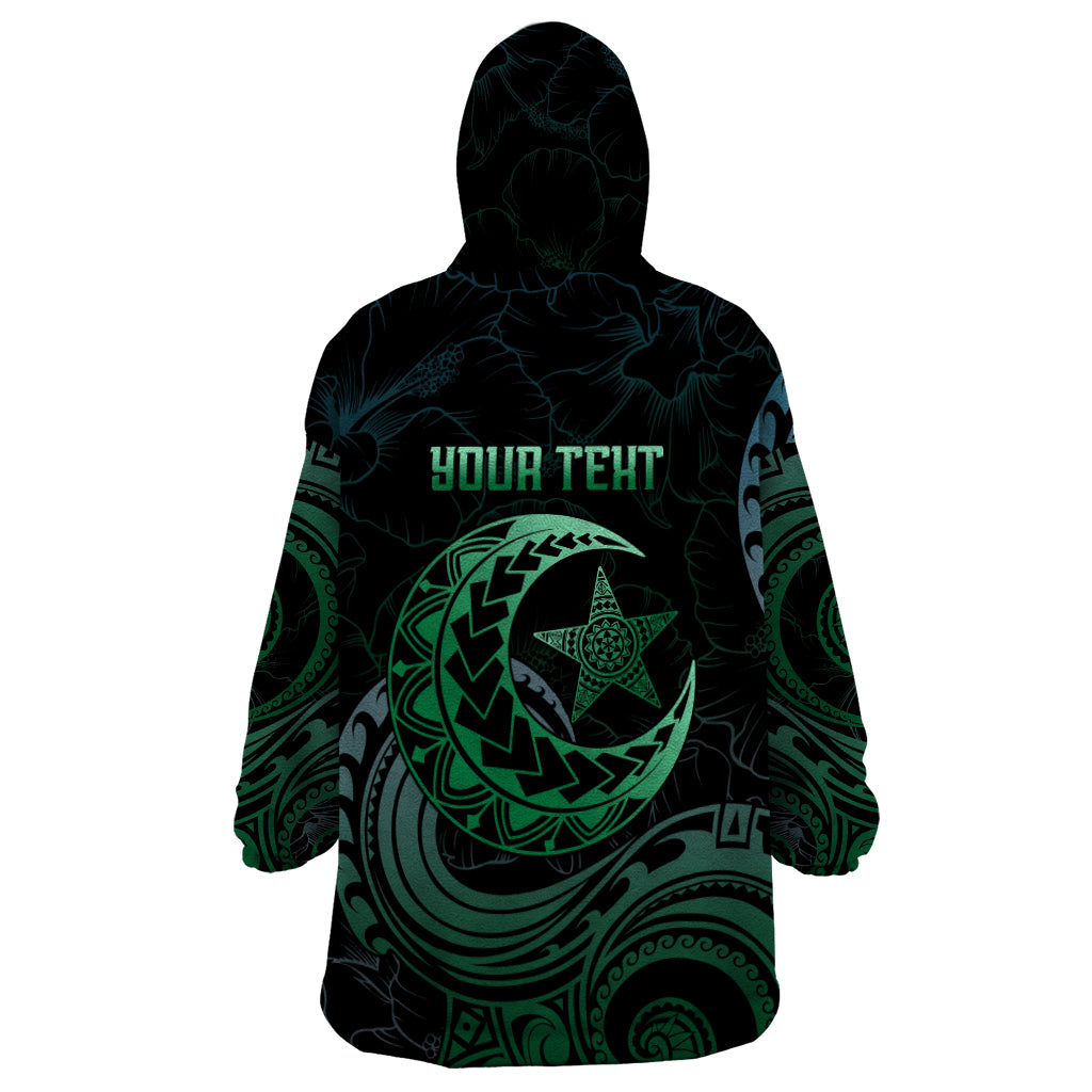Personalised Polynesia Wearable Blanket Hoodie With Islam Crescent And Star LT05 - Polynesian Pride