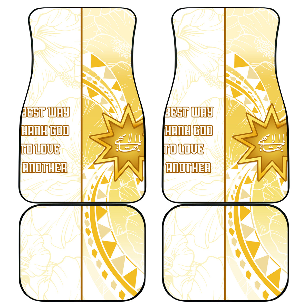 Polynesia Car Mats Bahai Faith Symbol LT05 Yellow - Polynesian Pride