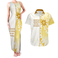 Personalised Polynesia Couples Matching Tank Maxi Dress and Hawaiian Shirt Bahai Faith Symbol LT05 Yellow - Polynesian Pride