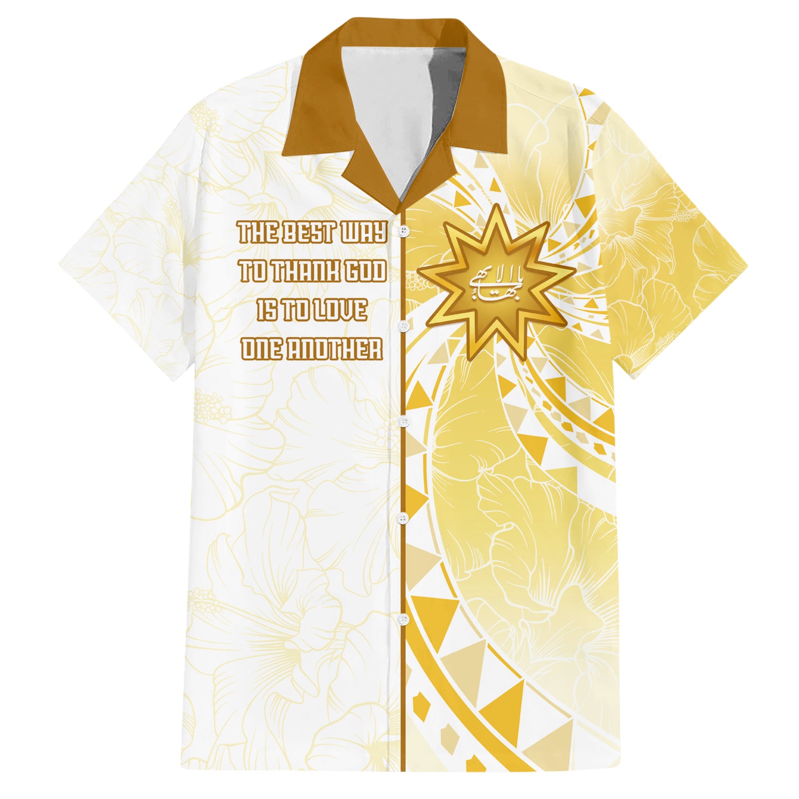 Personalised Polynesia Hawaiian Shirt Bahai Faith Symbol LT05 Yellow - Polynesian Pride