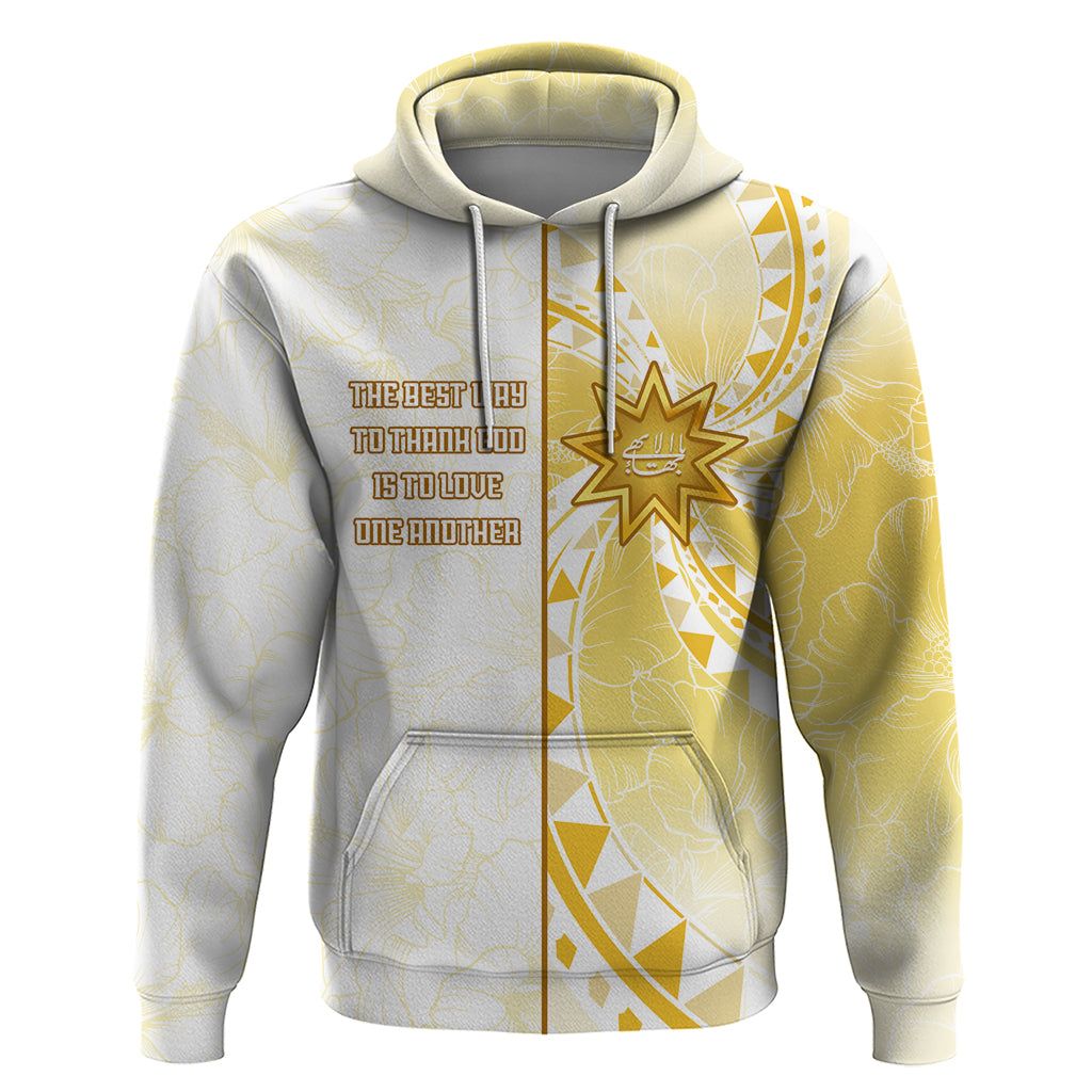 Personalised Polynesia Hoodie Bahai Faith Symbol LT05 Yellow - Polynesian Pride