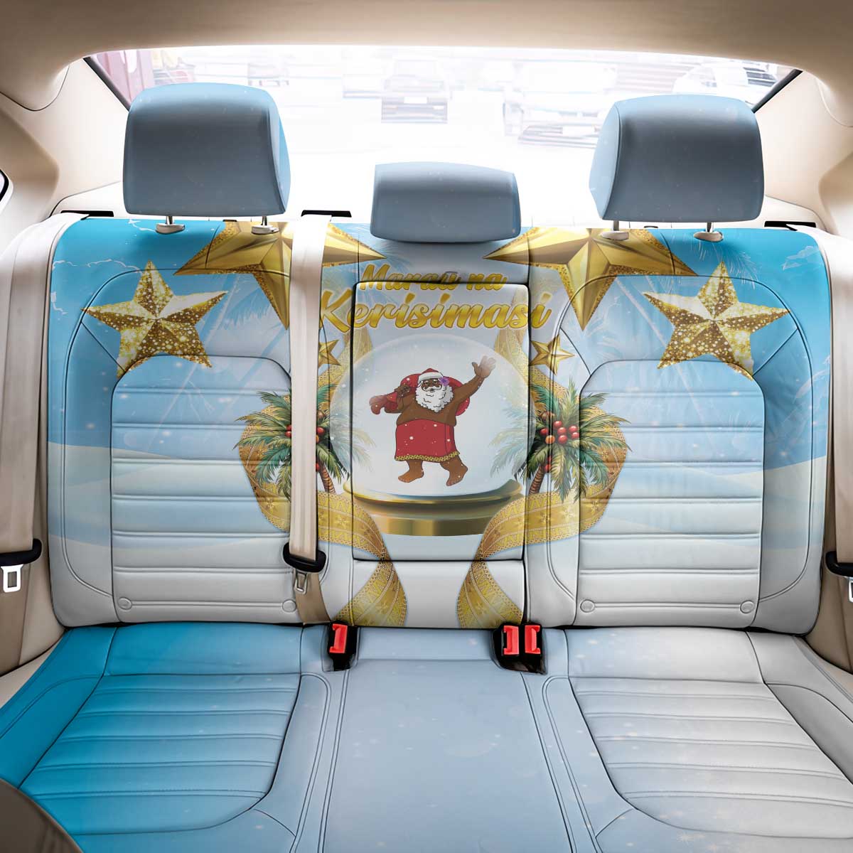 Fiji Christmas Back Car Seat Cover Snow Globe With Fijian Santa LT05