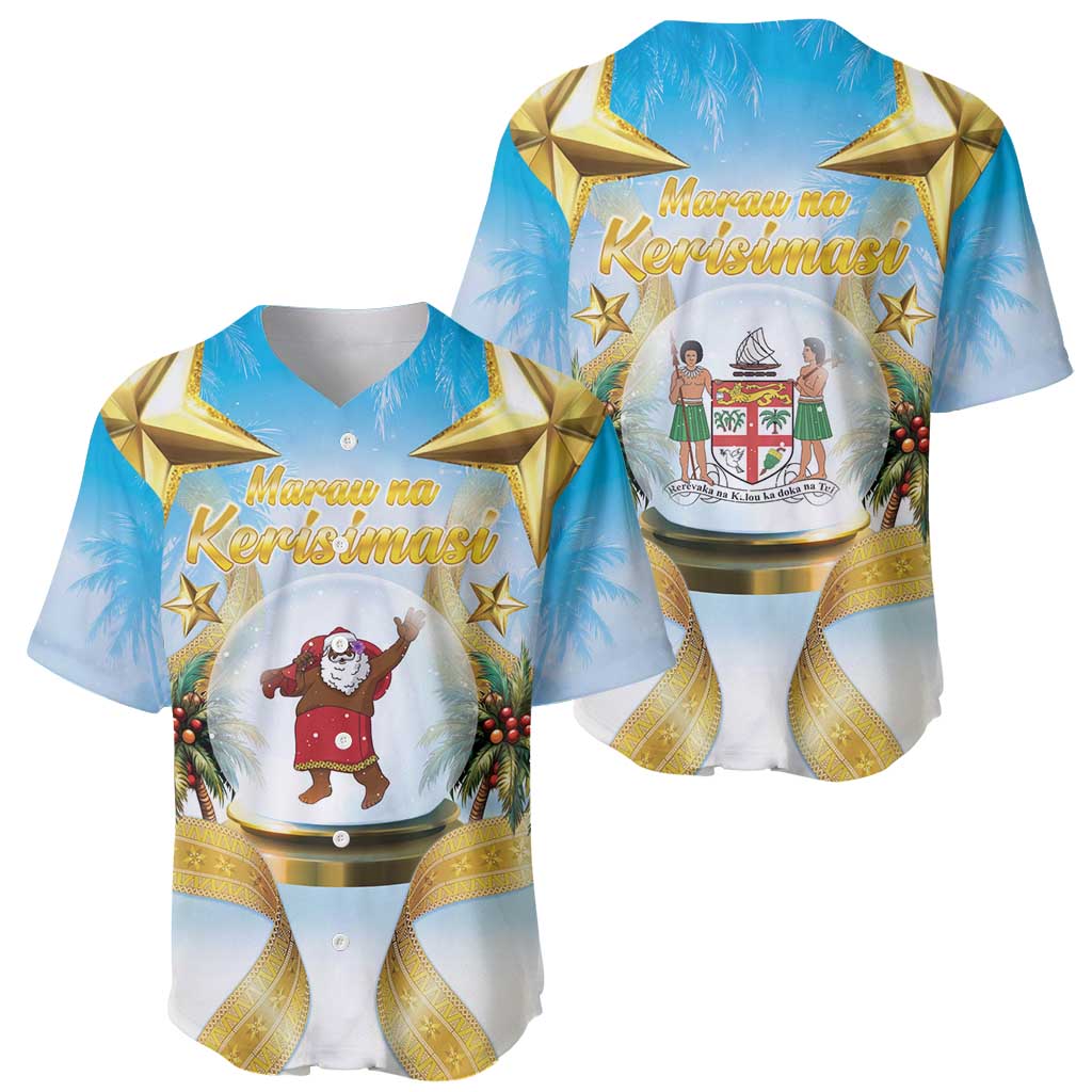 Fiji Christmas Baseball Jersey Snow Globe With Fijian Santa LT05