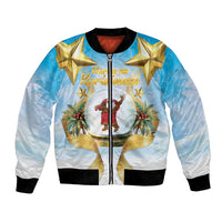 Fiji Christmas Bomber Jacket Snow Globe With Fijian Santa LT05