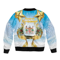 Fiji Christmas Bomber Jacket Snow Globe With Fijian Santa LT05