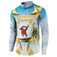 Fiji Christmas Button Sweatshirt Snow Globe With Fijian Santa LT05