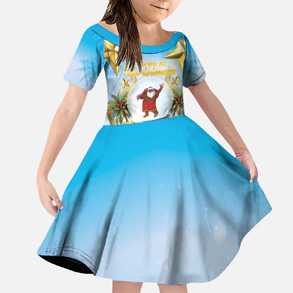 Fiji Christmas Family Matching Long Sleeve Bodycon Dress and Hawaiian Shirt Snow Globe With Fijian Santa LT05