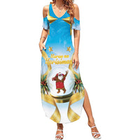 Fiji Christmas Family Matching Summer Maxi Dress and Hawaiian Shirt Snow Globe With Fijian Santa LT05