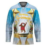 Fiji Christmas Hockey Jersey Snow Globe With Fijian Santa LT05