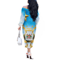 Fiji Christmas Off The Shoulder Long Sleeve Dress Snow Globe With Fijian Santa LT05