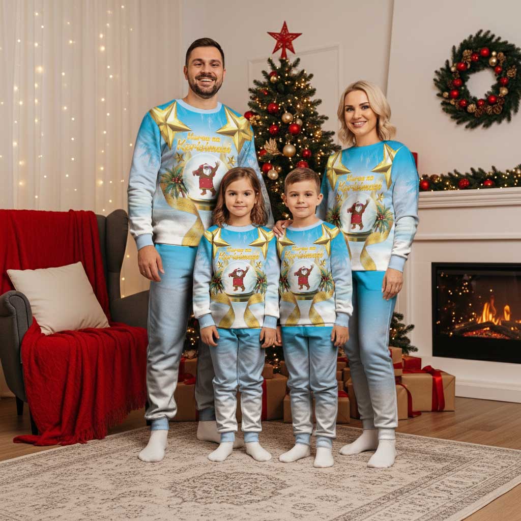 Fiji Christmas Pajama Set Snow Globe With Fijian Santa - Polynesian Pride