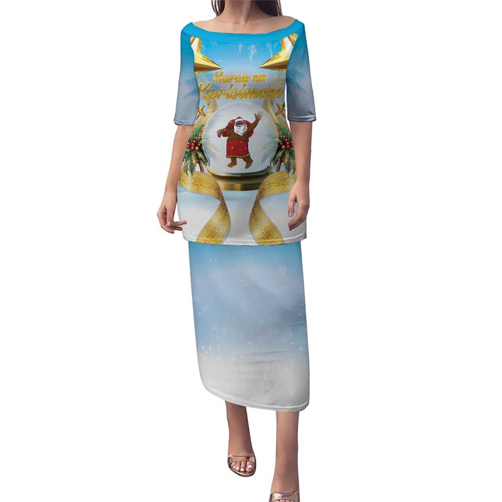 Fiji Christmas Puletasi Snow Globe With Fijian Santa LT05