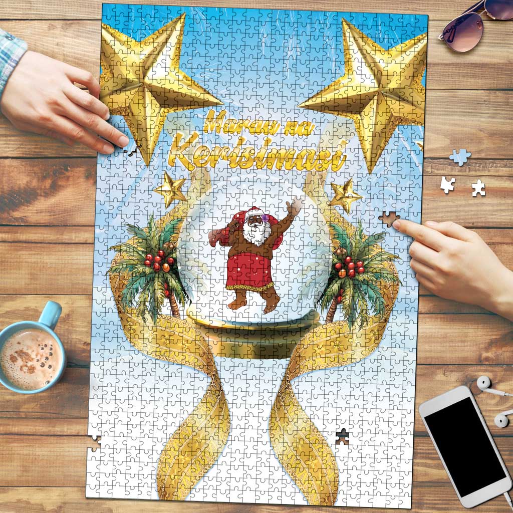 Fiji Christmas Puzzle Snow Globe With Fijian Santa LT05