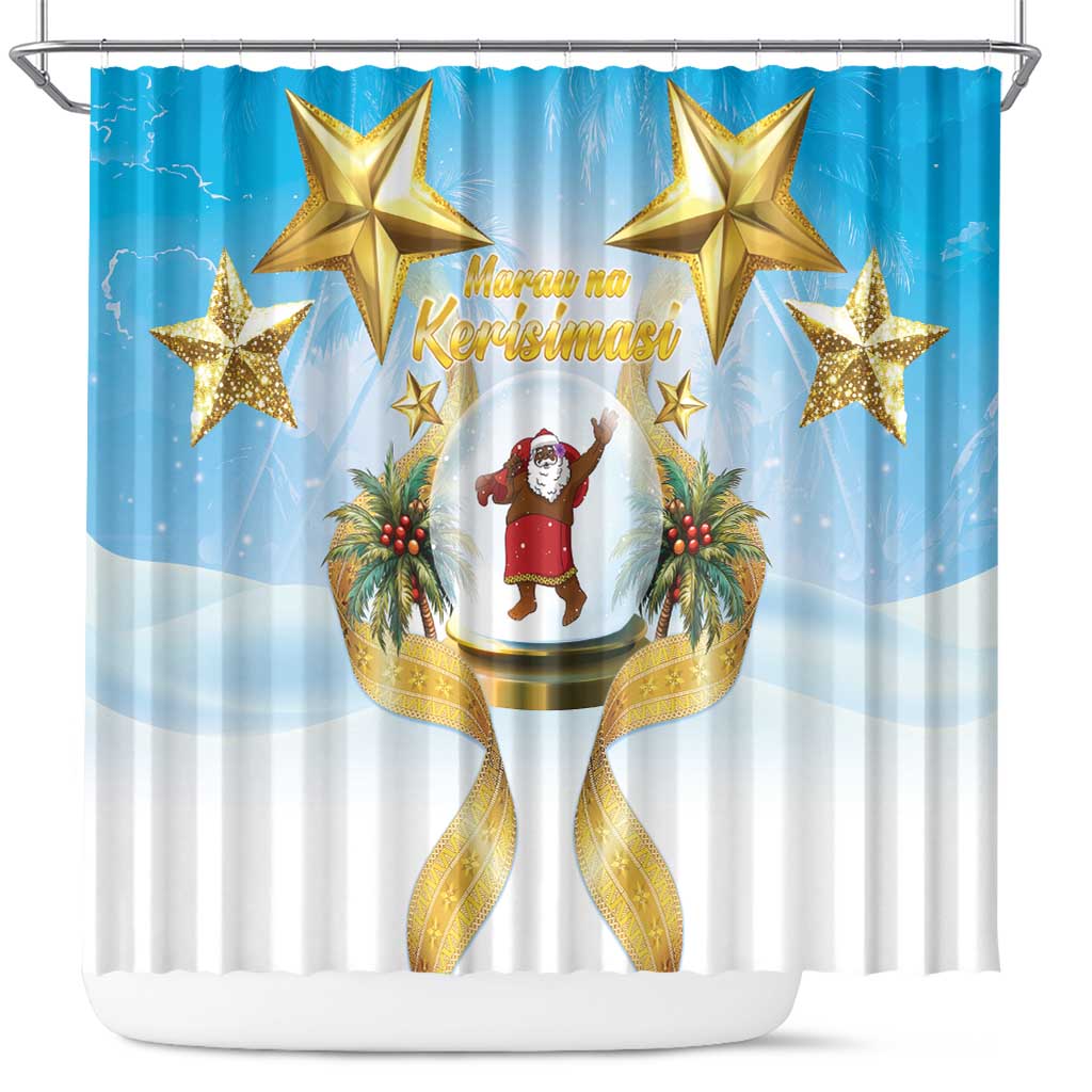 Fiji Christmas Shower Curtain Snow Globe With Fijian Santa LT05