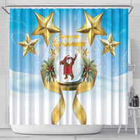 Fiji Christmas Shower Curtain Snow Globe With Fijian Santa LT05