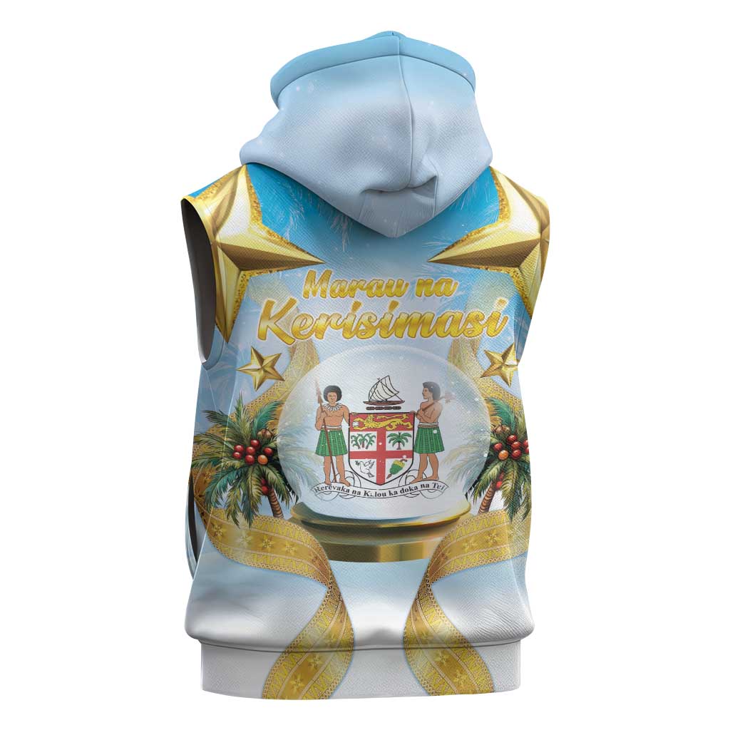 Fiji Christmas Sleeveless Hoodie Snow Globe With Fijian Santa LT05