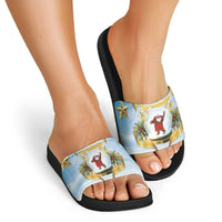 Fiji Christmas Slide Sandals Snow Globe With Fijian Santa LT05