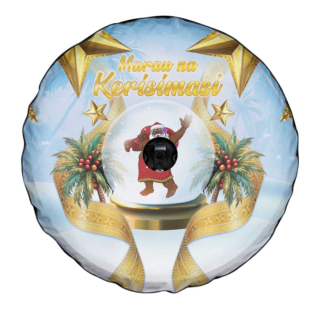 Fiji Christmas Spare Tire Cover Snow Globe With Fijian Santa LT05
