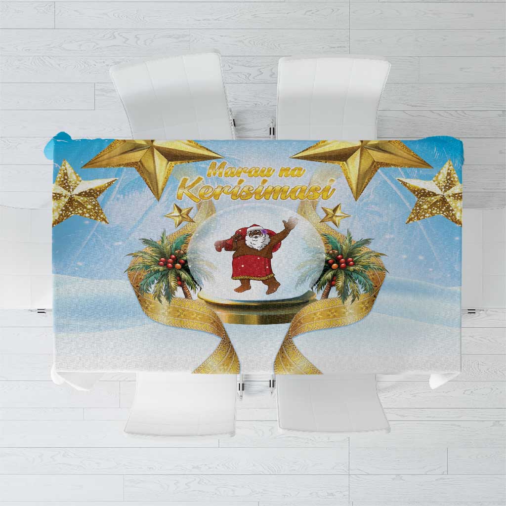 Fiji Christmas Tablecloth Snow Globe With Fijian Santa LT05