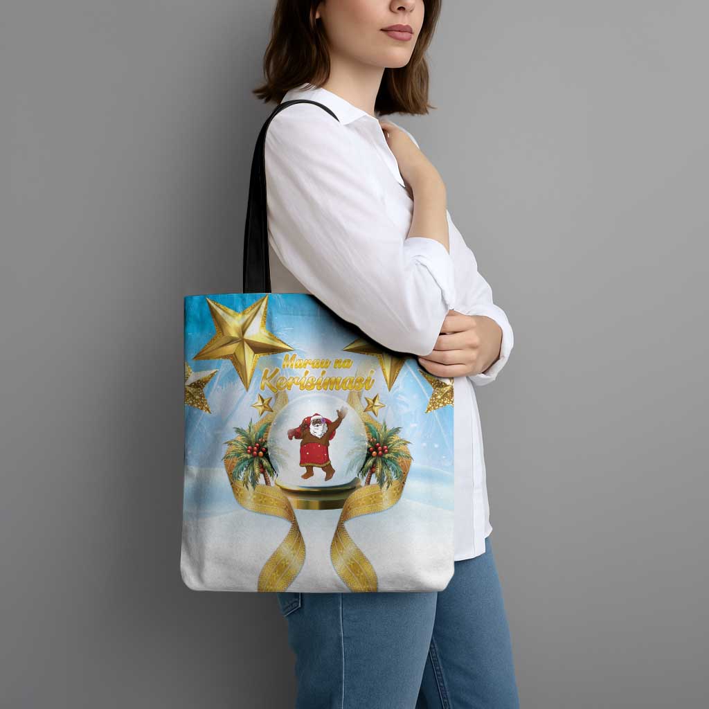 Fiji Christmas Tote Bag Snow Globe With Fijian Santa LT05