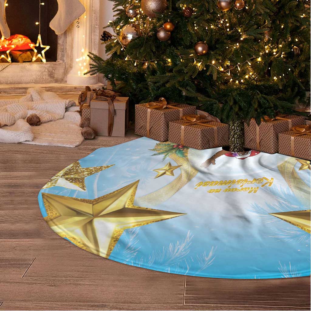 Fiji Christmas Tree Skirt Snow Globe With Fijian Santa - Polynesian Pride