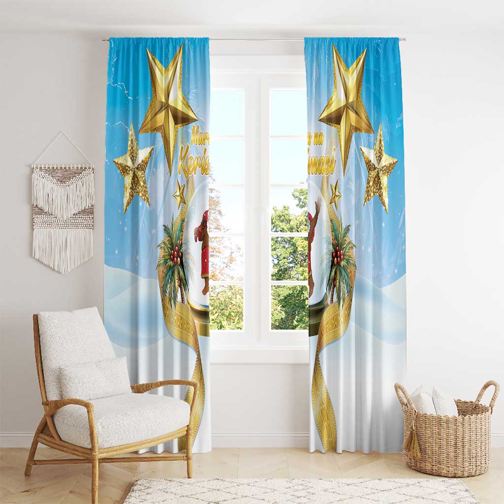 Fiji Christmas Window Curtain Snow Globe With Fijian Santa LT05