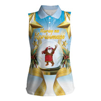 Fiji Christmas Women Sleeveless Polo Shirt Snow Globe With Fijian Santa LT05