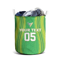 Cook Islands Rugby Custom Laundry Basket Kuki Tribal Pattern Green Version LT05 - Polynesian Pride